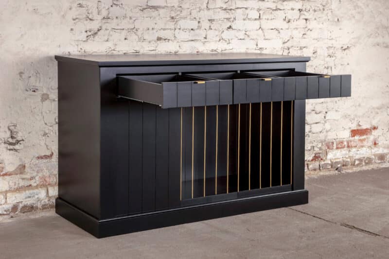 Luxury indoor dog crate sideboard with drawers CANNON • DogDeco