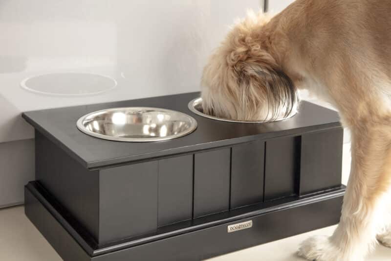 Elegant wooden dog feeder ROBUST with bowls • DogDeco