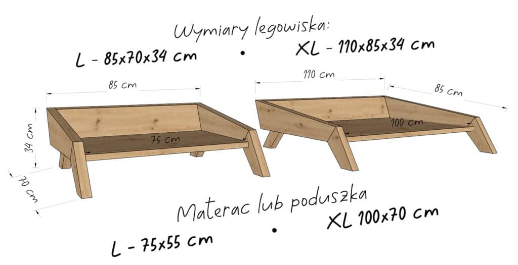 Drewniane designerskie legowisko dla psa KENDAL z drewna w stylu ArtDeco - wymiary L, XL